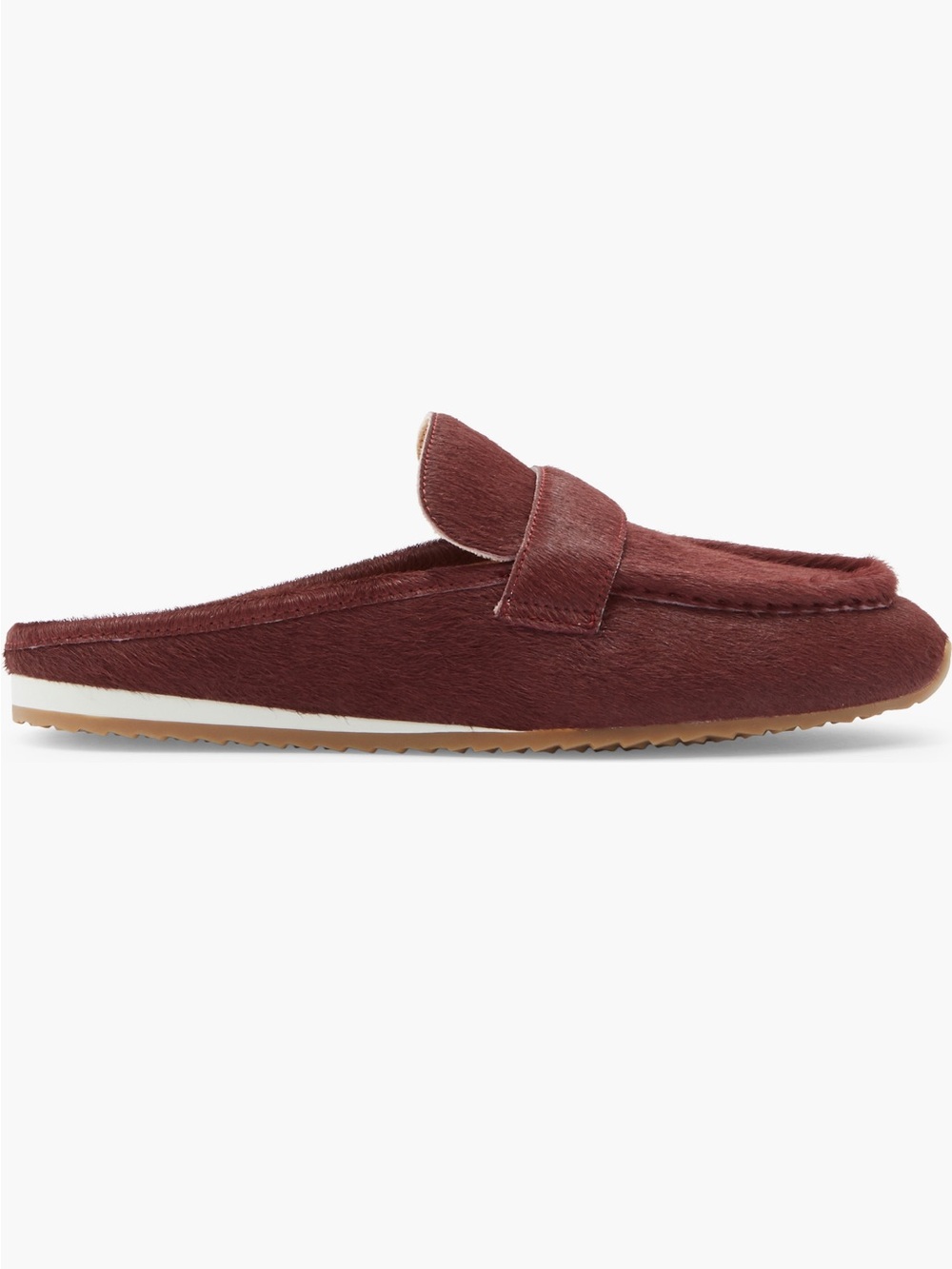 NEW J Slides Paula Geniune Calf Hair Mules in Burgundy - Picture 4 of 10